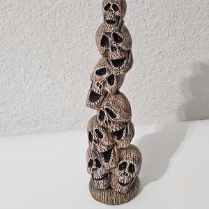 Stacked Skulls Tower Figurine 8" Halloween Gothic Horror Skeleton Decor